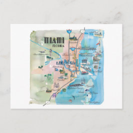 Postal Mapa retro de Miami Florida