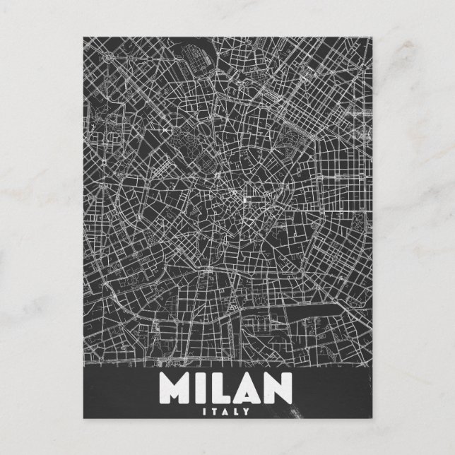 Postal Mapa Retro de Milán Italia (Anverso)