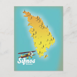 Postal Mapa retro de Sifnos Grecia