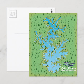 Postal Mapa retro del lago Norman Carolina del Sur