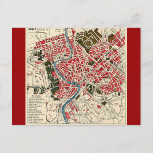 Postal Mapa Roma de Roma de la Italia Vieja