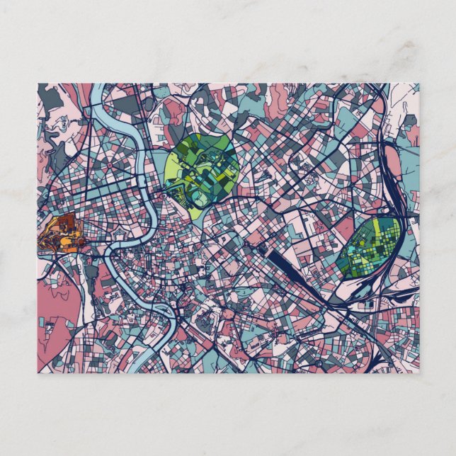 Postal Mapa Roma Italia (Anverso)