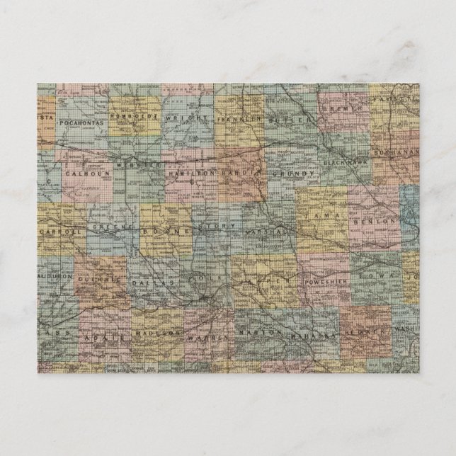 Postal Mapa seccional de Iowa (Anverso)