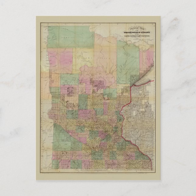 Postal Mapa Seccional de Minnesota (alrededor de 1860) (Anverso)