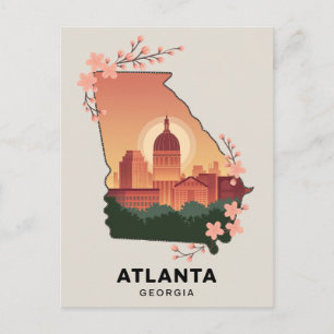 Postal Mapa simbólico de viaje Atlanta Georgia