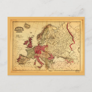 Postal Mapa topográfico de Europa (1871)