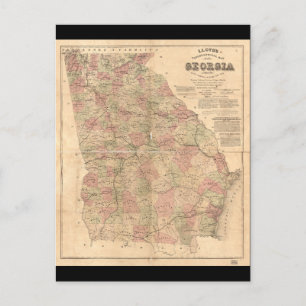 Postal Mapa topográfico de Lloyd's de Georgia (1864)