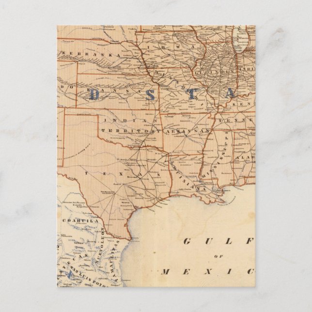 Postal Mapa Topográfico de los Estados Unidos (Anverso)