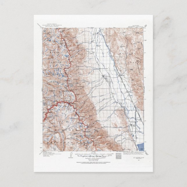 Postal Mapa Topográfico del Monte Whitney en California (Anverso)