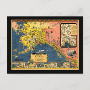 Postal Mapa turístico de Alaska