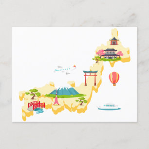 Postal Mapa turístico de Japón