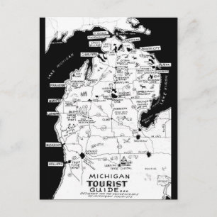 Postal Mapa turístico de Michigan