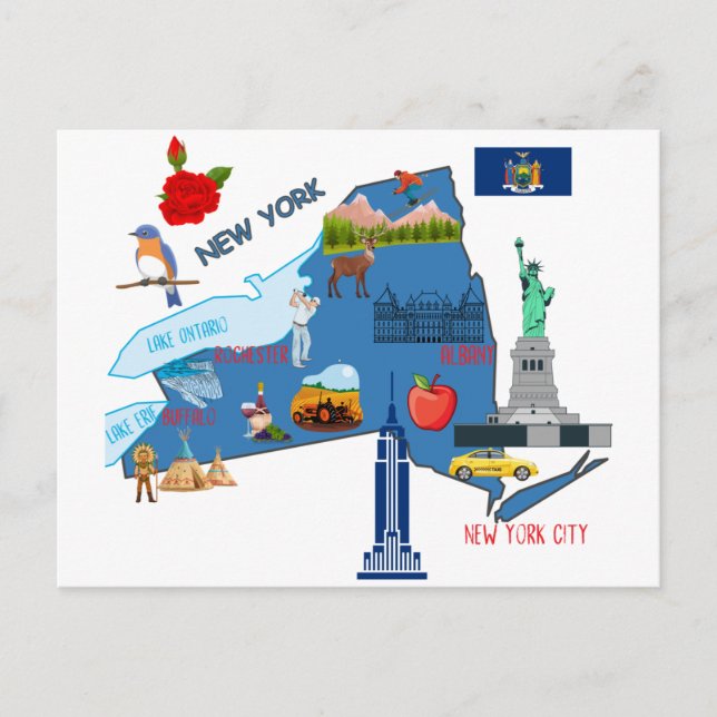 Postal Mapa turístico de Nueva York (Anverso)