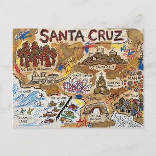 Postal Mapa turístico detallado de Santa Cruz – Punto de