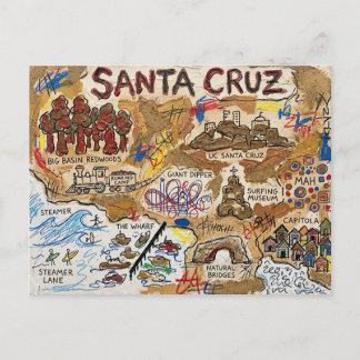 Postal Mapa turístico detallado de Santa Cruz – Punto de