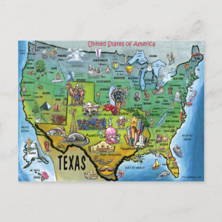 Postal Mapa USA de TX