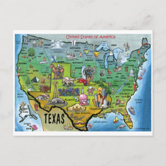 Postal Mapa USA de TX