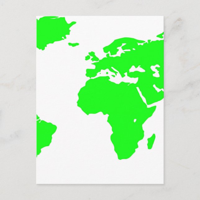 Postal Mapa Verde del Mundo Blanco (Anverso)