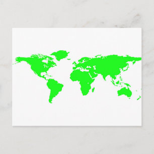 Postal Mapa Verde del Mundo Blanco