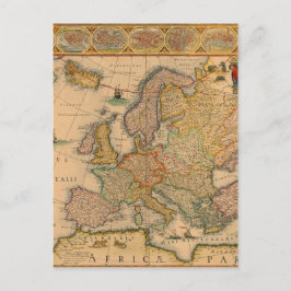Postal Mapa viejo de Europa