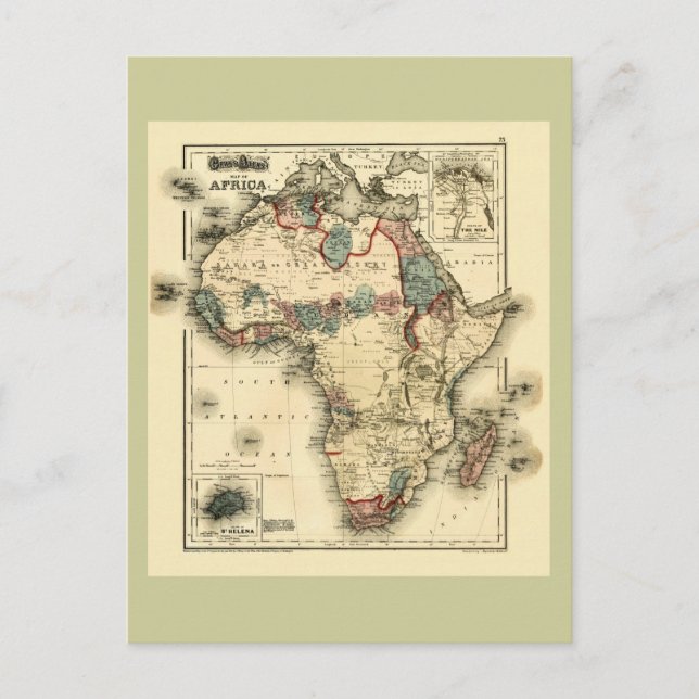 Postal Mapa viintage de África antigua de 1874 (Anverso)