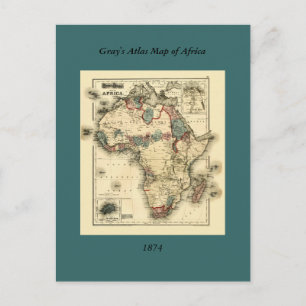 Postal Mapa viintage de África antigua de 1874