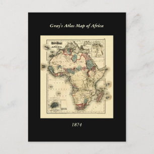 Postal Mapa viintage de África antigua de 1874