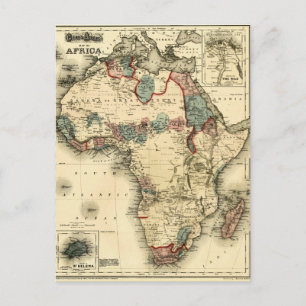 Postal Mapa viintage de África antigua de 1874