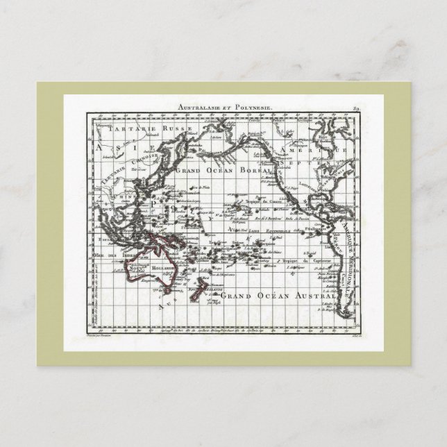 Postal Mapa Vintage 1806 - Australasie et Polynesie (Anverso)