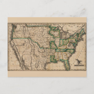 Postal Mapa vintage de los Estados Unidos de América (182
