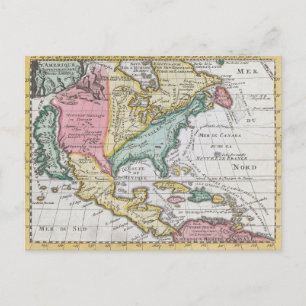 Postal Mapa vintage de Norteamérica Kaart van Noord-Ameri