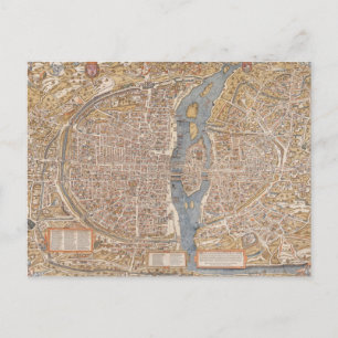 Postal Mapa vintage de Paris Francia