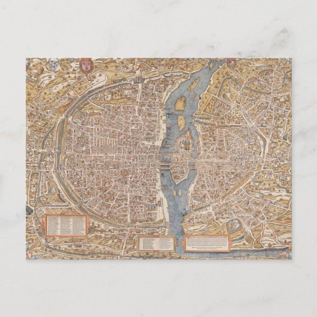 Postal Mapa vintage de Paris Francia (Anverso)