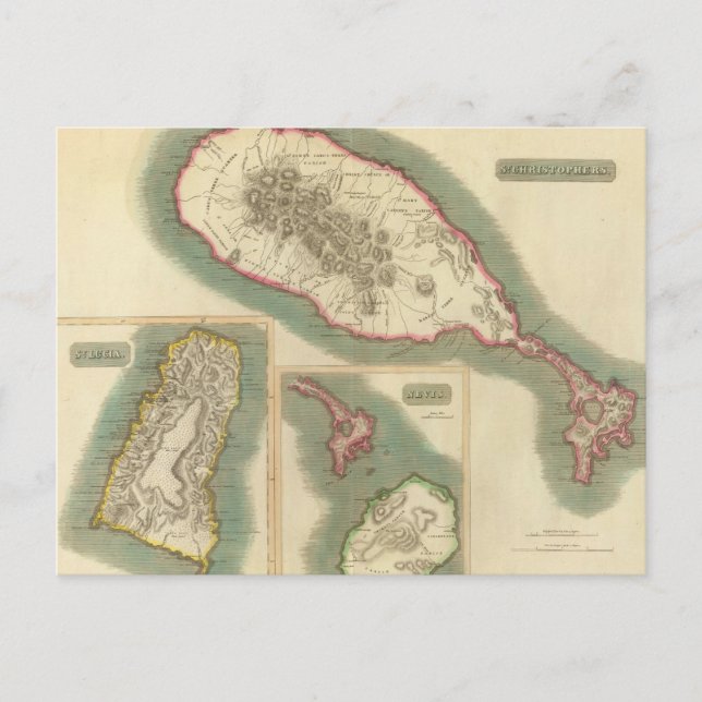 Postal Mapa vintage de varias islas del Caribe (Anverso)