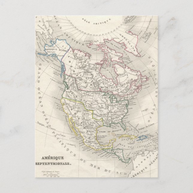 Postal Mapa vintage del mundo antiguo - Las Américas (Anverso)