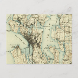 Postal Mapa Vintage Seattle