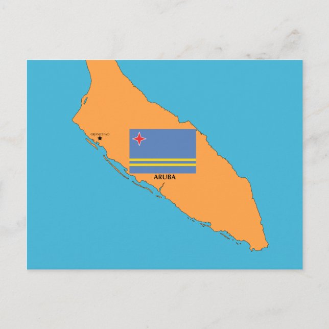 Postal Mapa y bandera de Aruba (Anverso)