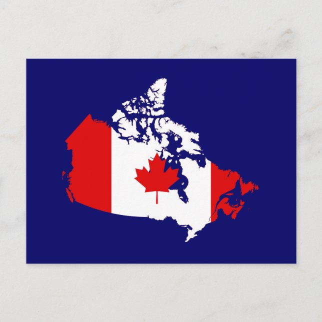 Postal Mapa y bandera de Canadá (Anverso)