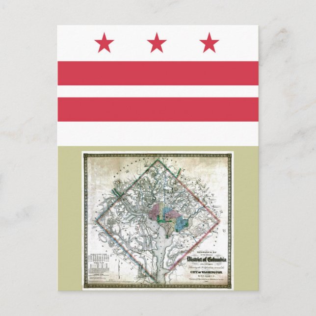 Postal Mapa y bandera de Washington DC (Anverso)
