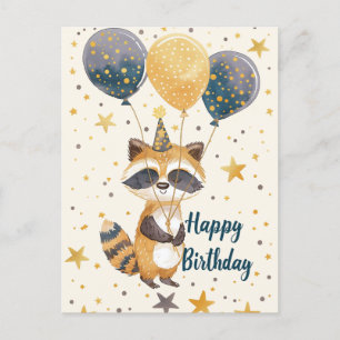 Postal Mapache lindo Feliz cumpleaños 