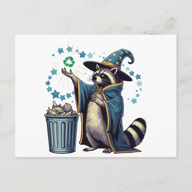 Postal Mapache reciclando basura  (Anverso)