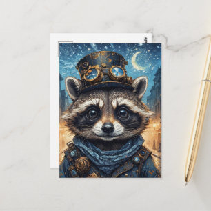 Postal Mapache Steampunk
