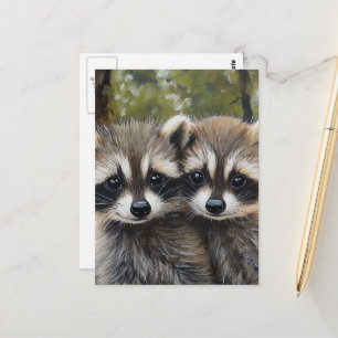 Postal Mapaches Bebés Adorables