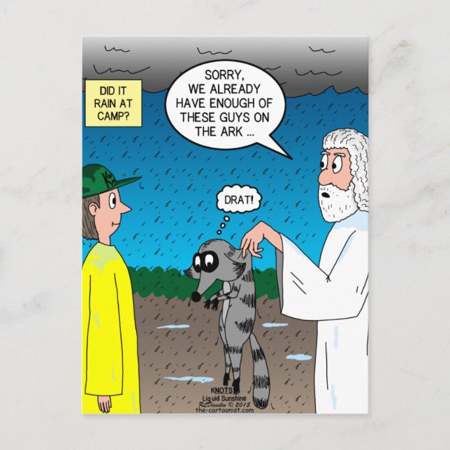 Postal Mapaches en la arca (Anverso)