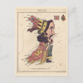 Postal Mapas de Wales Pictorial Postcard