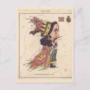Postal Mapas de Wales Pictorial Postcard