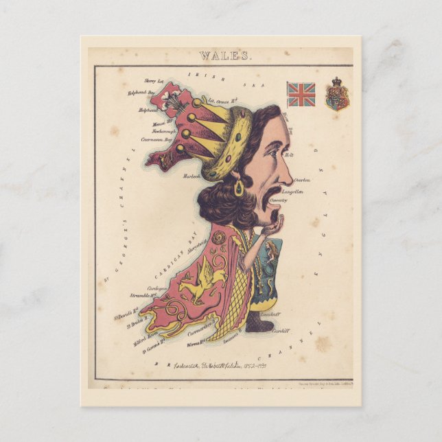 Postal Mapas de Wales Pictorial Postcard (Anverso)