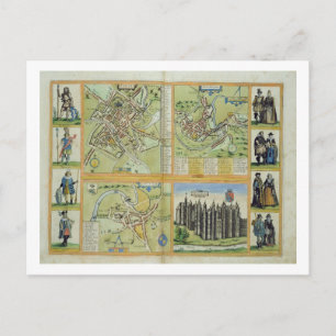 Postal Mapas de York, Shrewsbury, Lancaster y Richmond,