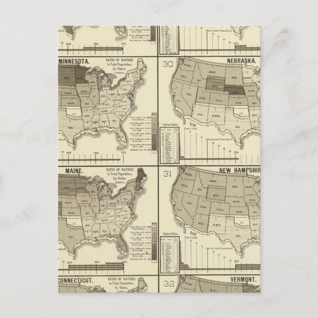 Postal mapas litografiados de Estados Unidos (Anverso)