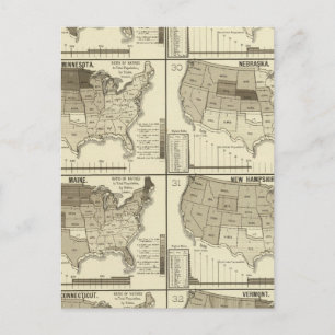 Postal mapas litografiados de Estados Unidos